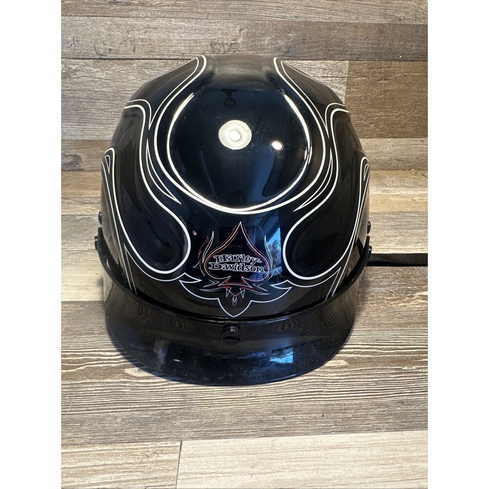 Harley Davidson Half Helmet With Raised Flames Sz XL Black Adult